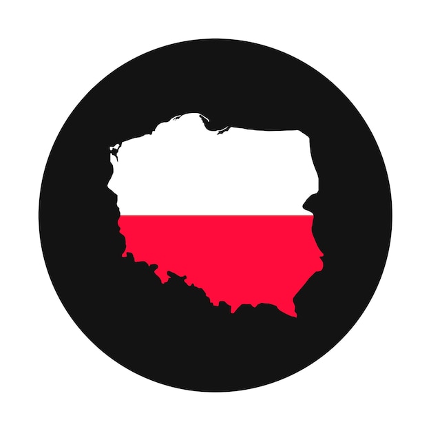 Poland map silhouette with flag on black background