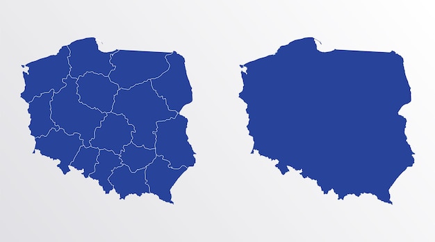 Poland map vector illustration blue color on white background