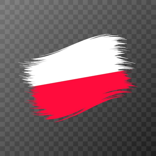 Poland national flag Grunge brush stroke Vector illustration on transparent background