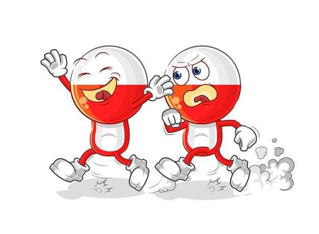 Poland play chase cartoon cartoon mascot vector