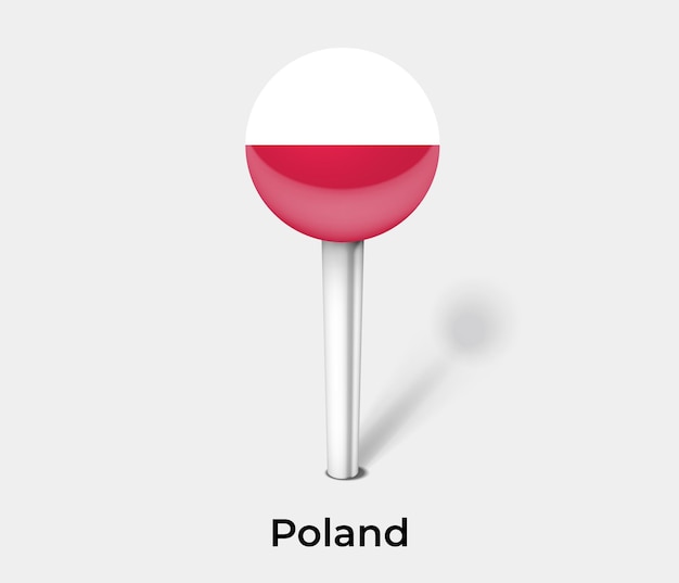 Poland push pin for map vector illustration