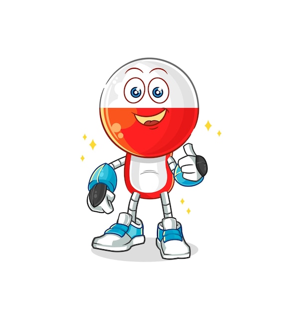 Poland robot character cartoon mascot vector