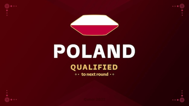 Vettore polonia testo e bandiera qualificato qatar 2022 torneo di calcio sfondo illustrazione vettoriale