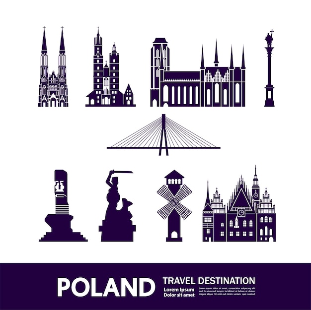 Векторная иллюстрация путешествия в Польшу.