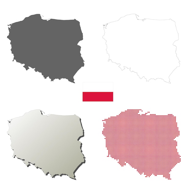 ベクトル ポーランド ベクトル アウトライン マップ セット