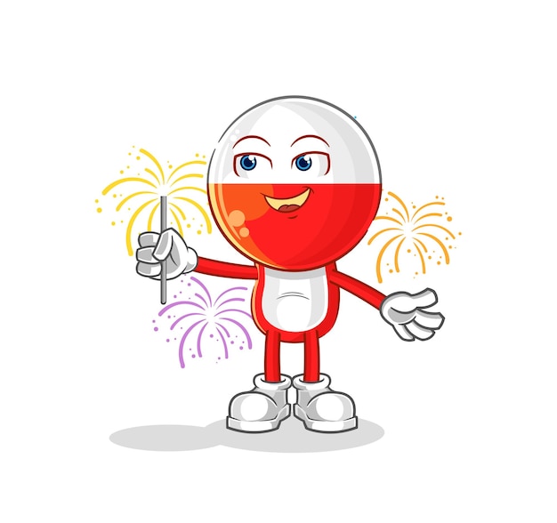 Poland with fireworks mascot cartoon vector