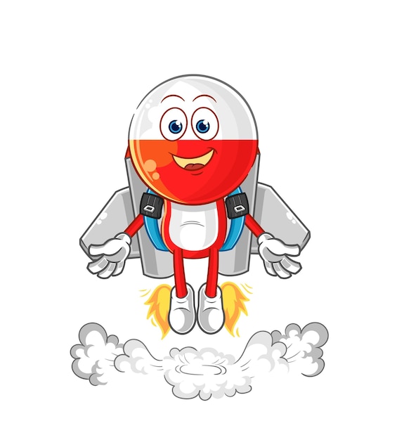 La polonia con il vettore del fumetto della mascotte del jetpack