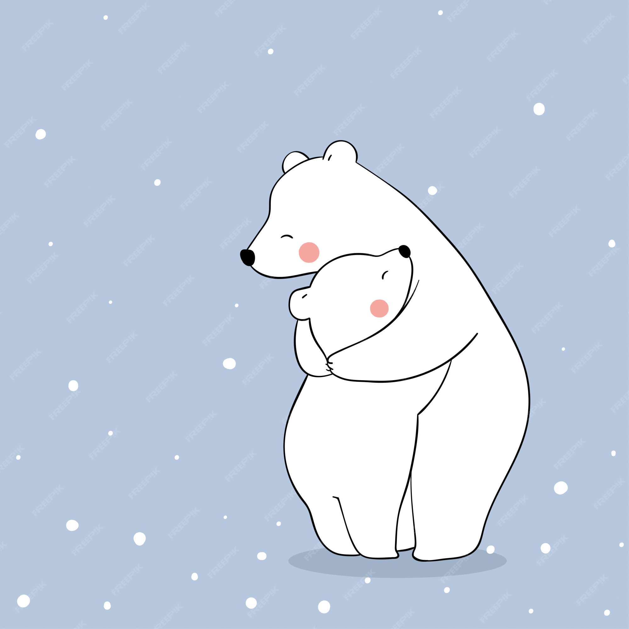 Premium Vector | Polar bear and baby hug with love in snow.