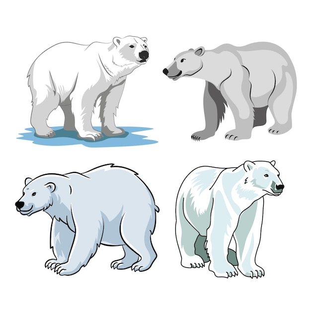 Polar Bear cartoon animal head collection icons vector illustration