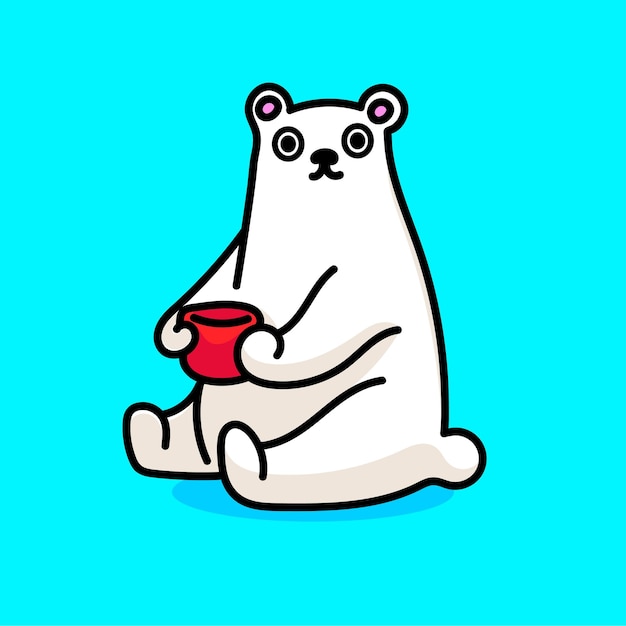 Polar bear cartoon mascot vector funny happiness lovers love cute snow