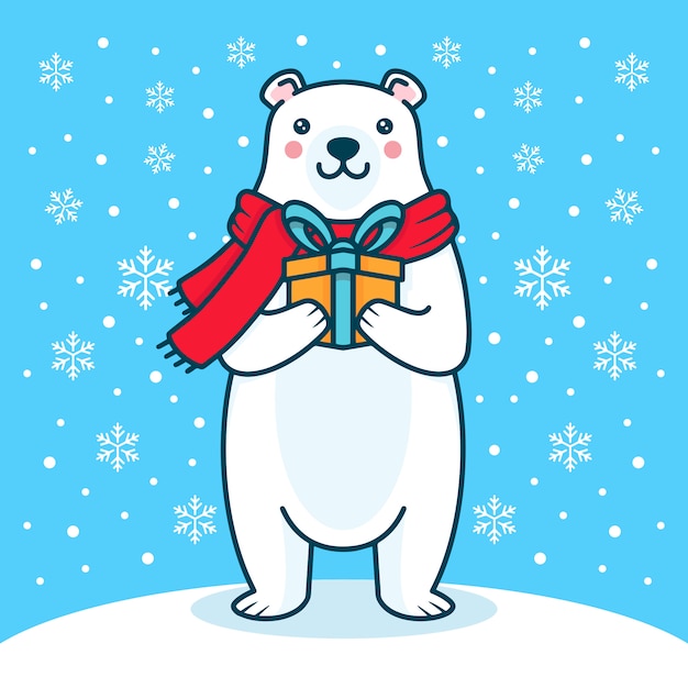 Polar bear christmas illustration