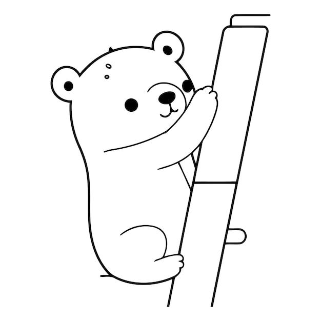 Vector polar bear climbing a wall cute cartoon vector illustration