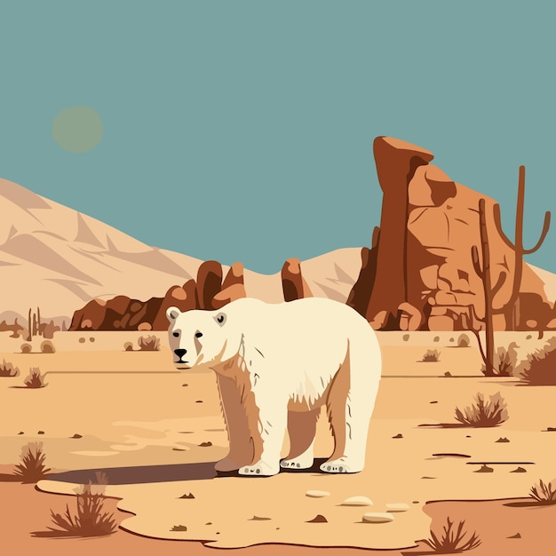 Vettore orso polare nel deserto