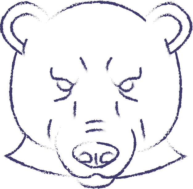 Vettore illustrazione vettoriale disegnata a mano del volto dell'orso polare
