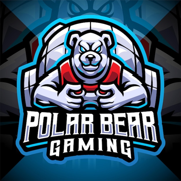 Polar bear gaming esport mascot logo design