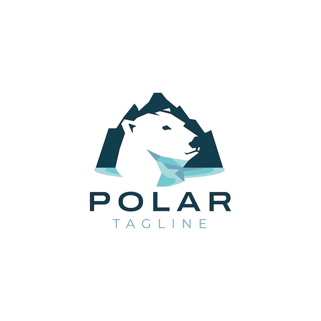 Polar bear head logo design template