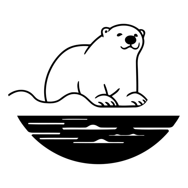 Vector polar bear on the ice in flat style