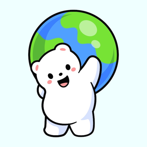 ベクトル 北極クマは地球球を掲げている