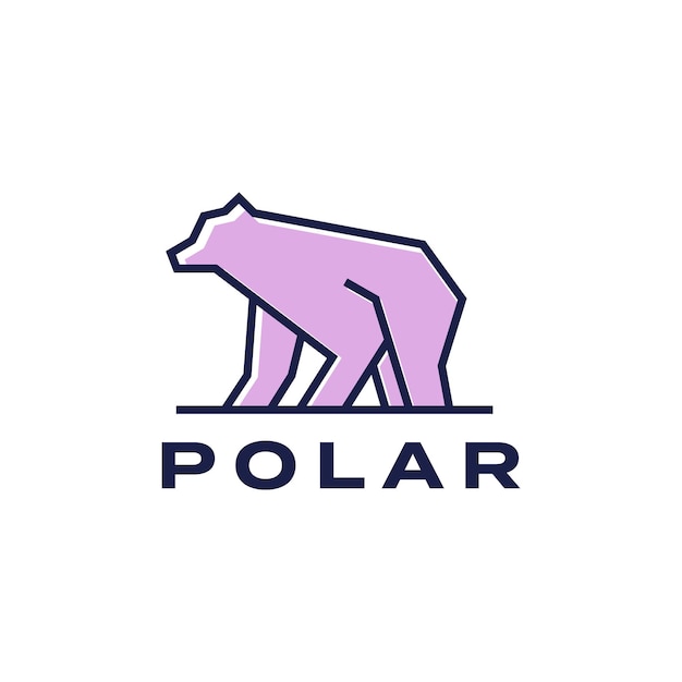 Белый медведь Line Outline Красочный логотип вектор значок иллюстрации Premium векторы