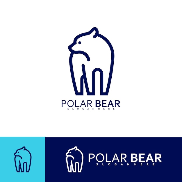 クリエイティブな北極クマロゴ ロゴベクトルイラストラインデザインテンプレート