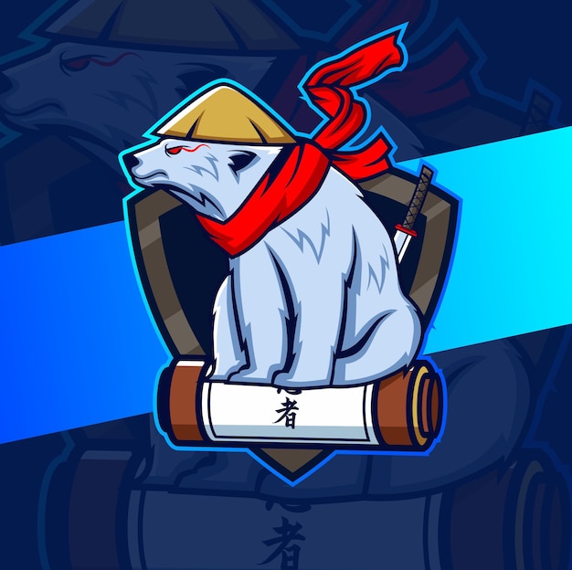 polar bear mascot illustration for esport design