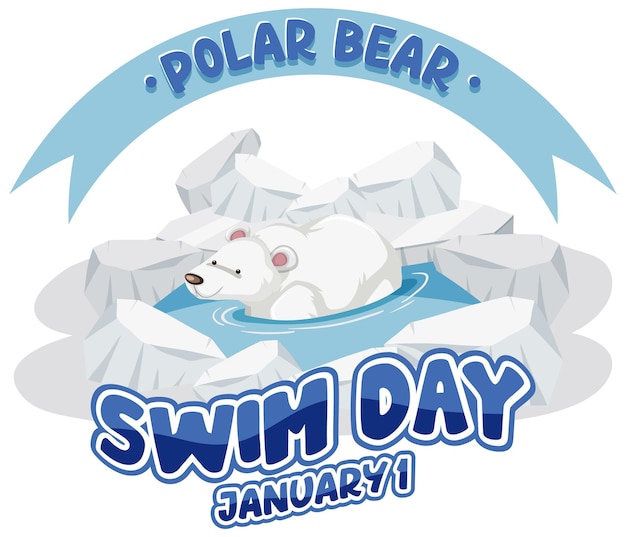 Vector polar bear plunge day icon