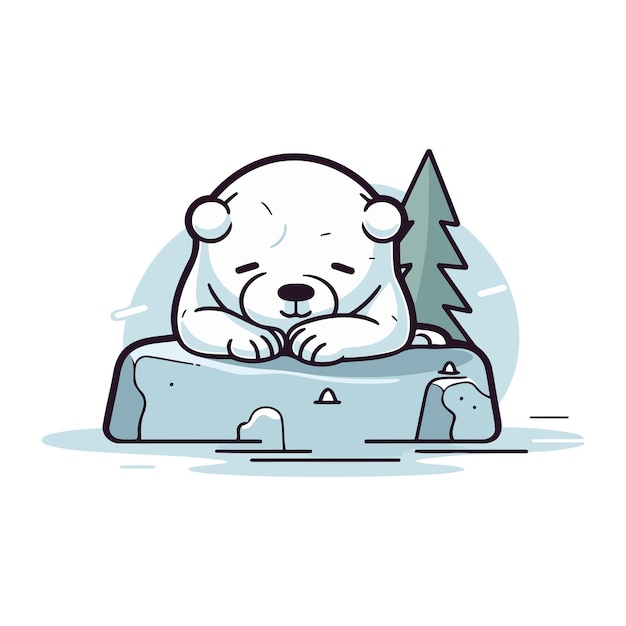 Vector polar bear sleeping on a piece of ice vector illustration