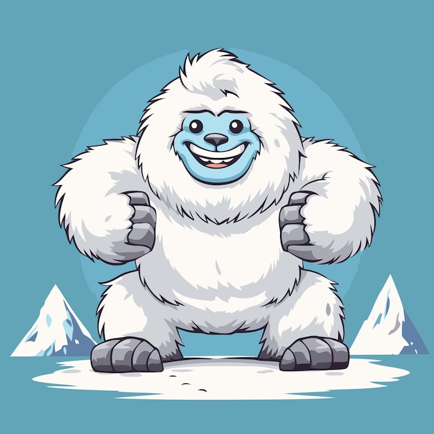 Vector polar bear in the snow vector illustration of cartoon character