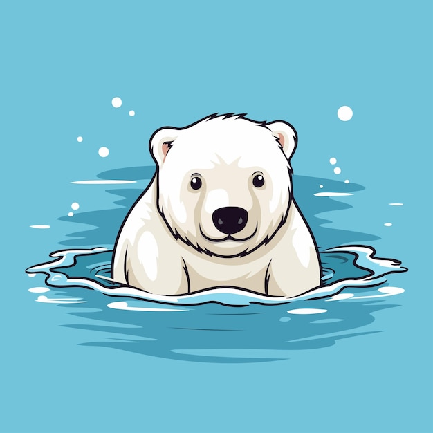 Vector polar bear swimming in the water cute cartoon vector illustration