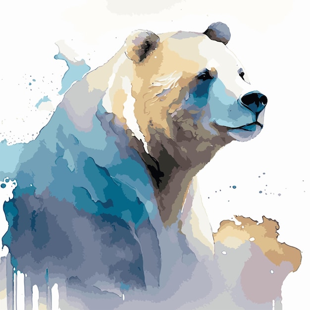 Vector polar bear water color painting