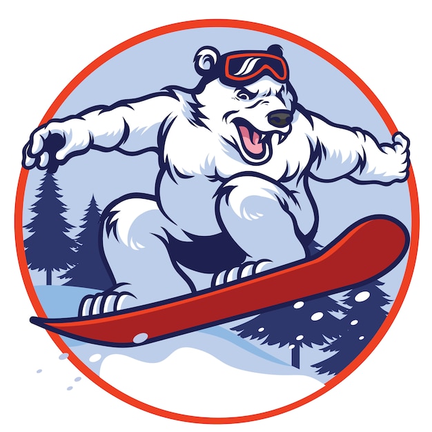 Orso polare con snowboard