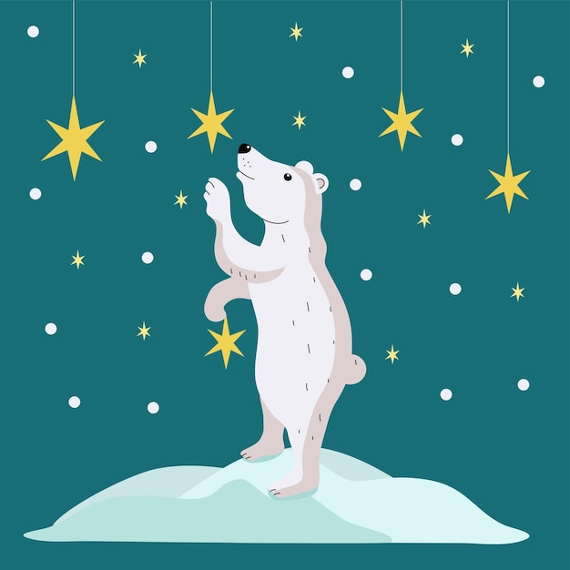 A polar bear with stars
