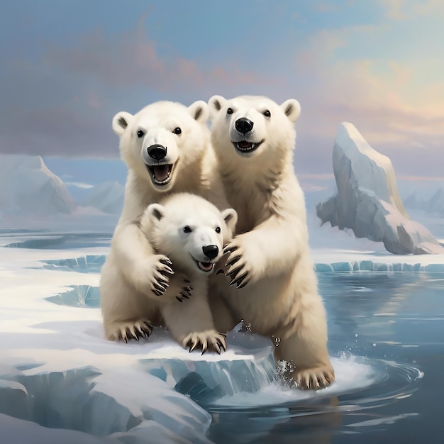 Vector polar bears playing churchill sunlight