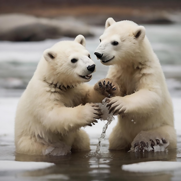 Vector polar bears playing churchill sunlight