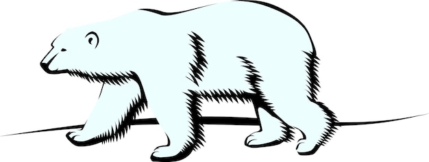 白い北極熊の野生動物のロゴは,シルエット画のグラフィックスタイルで描かれています.