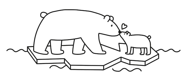 Vector polarbear mom and little one vector illustration