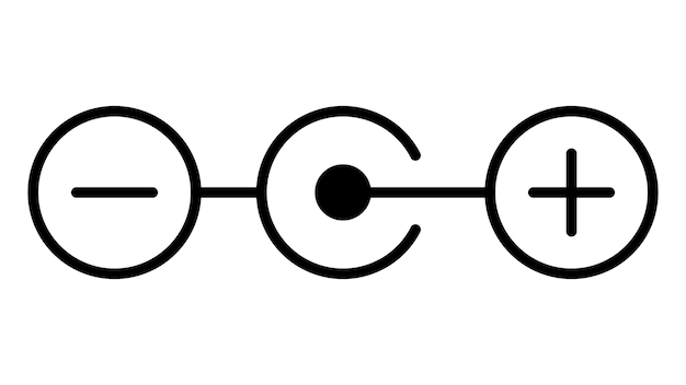 Vector polarity icon, 12 volt plug connection diagram, polarity observance