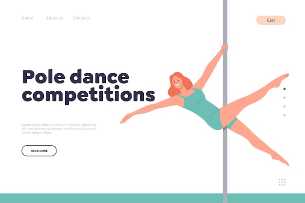 Vector pole dance competition concept for landing page design website template advertising sport tournament