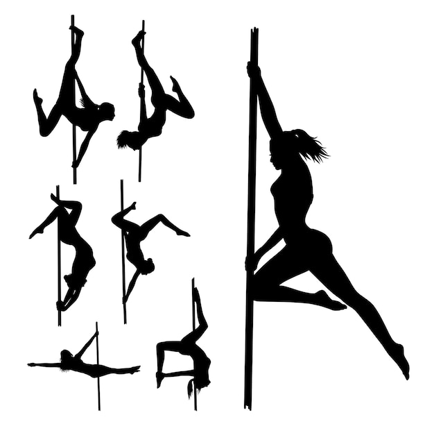 Pole dance oefening vrouw sport activiteit silhouet