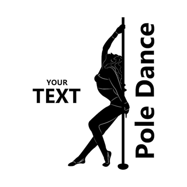 Vettore pole dance. siluetta di una ragazza e di un palo su una priorità bassa bianca. logo. pilone. fitness.