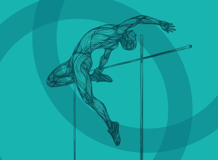 Vector pole vault sports competition slide background design for social media or banners design