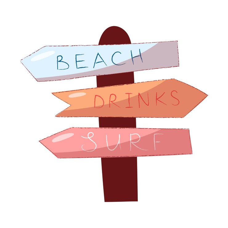 Vector pole with signs in cartoon style flat vector illustration isolated on white background