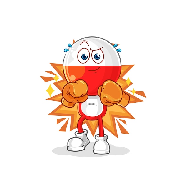 Polen bokser karakter cartoon mascotte vector