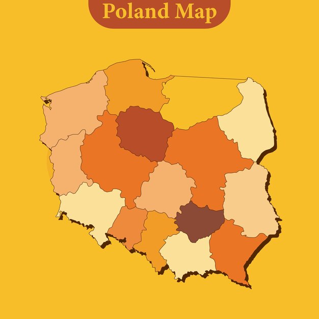 Polen kaart vector met regio's en steden lijnen en volledige elke regio