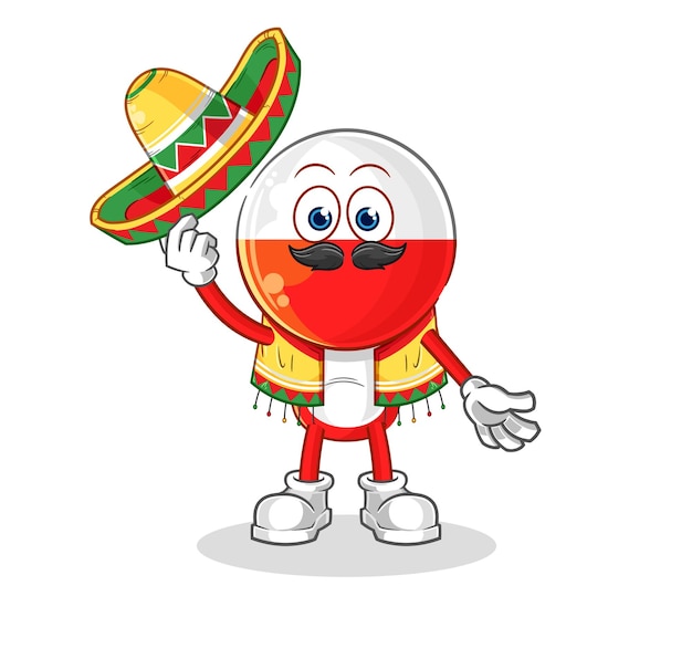 Polen Mexicaanse cultuur en vlag cartoon mascotte vector
