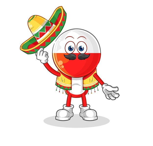 Polen mexicaanse cultuur en vlag cartoon mascotte vector