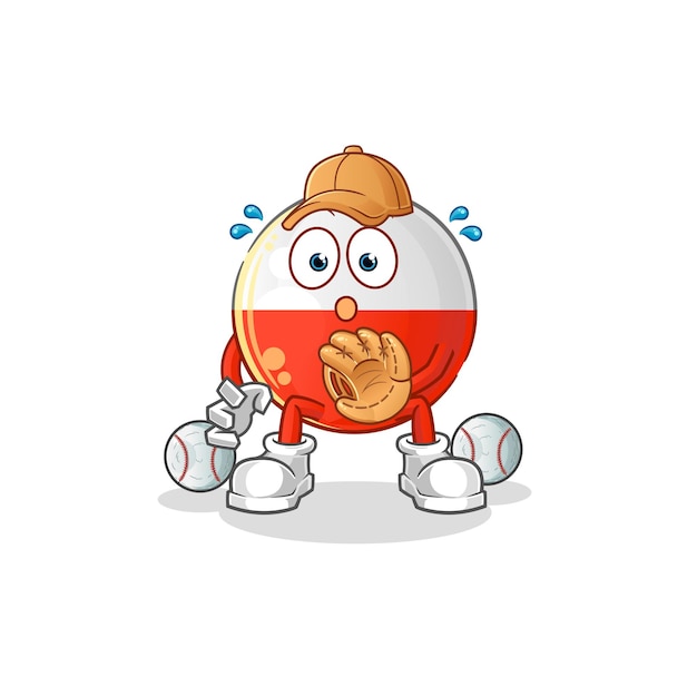 Polen vlag honkbal Catcher cartoon. cartoon mascotte vector