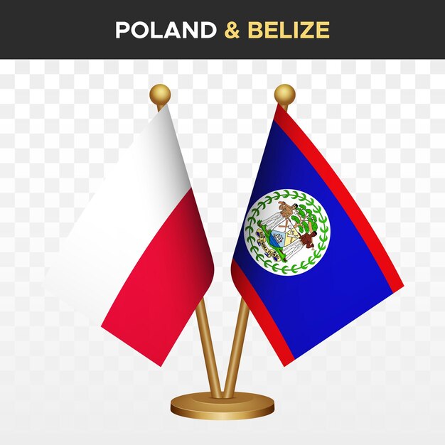 Polen vs belize vlaggen 3d staande bureau vlag van polen vector illustratie