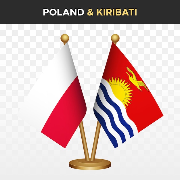 Vector polen vs kiribati vlaggen 3d staande bureau vlag van polen vector illustratie