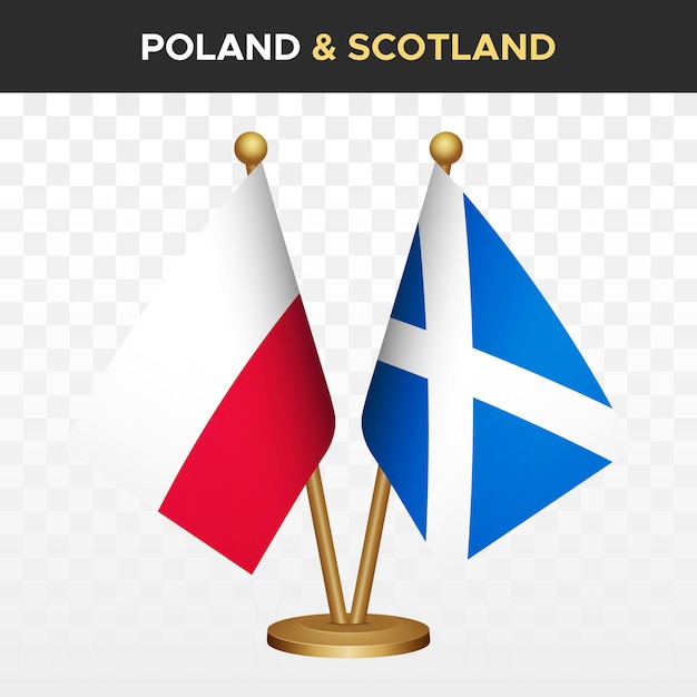 Polen vs Schotland vlaggen 3d staande bureau vlag van Polen vector illustratie